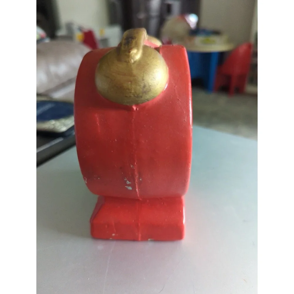 Vintage Enesco Disney Mickey Mouse Bank Clock  Time To Save Japan Red & Gold
